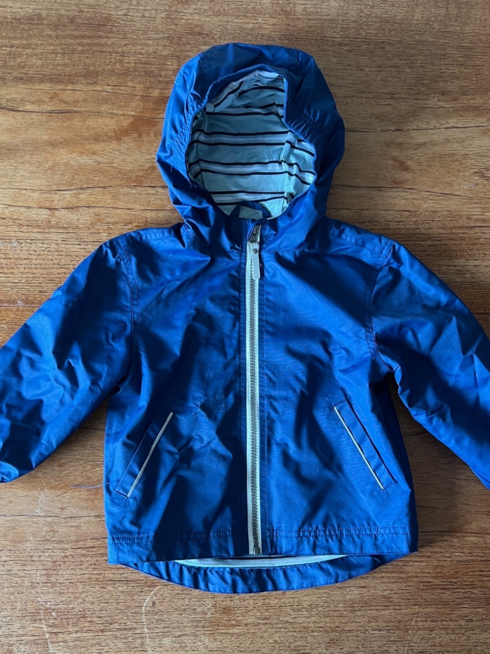 Hanna Andersson blue and white zip hooded jacket 90cm / 3T